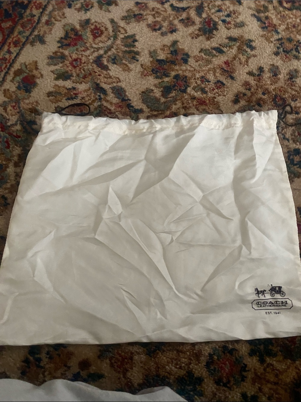 Coach Cream Drawstring Dust Bag with Logo